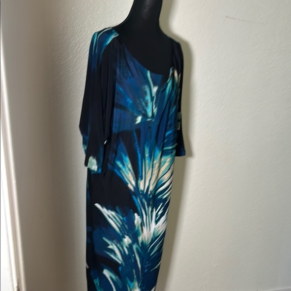 Blue Asymmetrical Dress with Dolman Sleeves - Picture 9 of 12